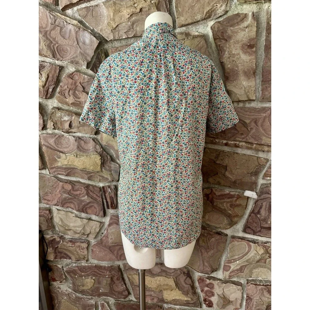 J. Crew Button-Down Shirt Size S Mini Floral 100% Cotton light ‎ Weight Soft